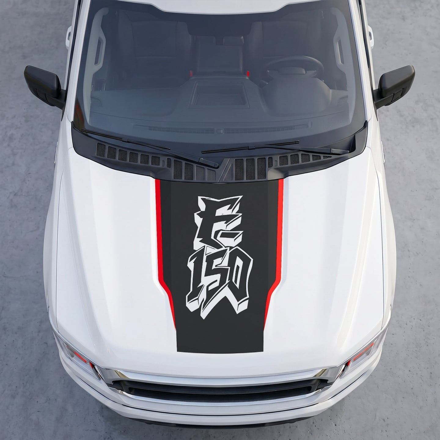 Hood Panel Decal/Sticker - Street Style Graffiti Hood Decal – Matte Black Wrap with 3D Urban Font Graphic Kit - For Ford F-150 F150 2015-2020 - Premium Vinyl