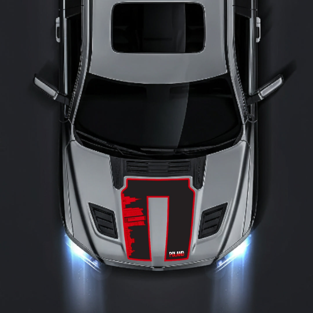 Performance Hood Panel Decal/Sticker - Poland Skyline - Border Graphic Kit - For Dodge RAM 1500 2019-2025 - Premium Vinyl