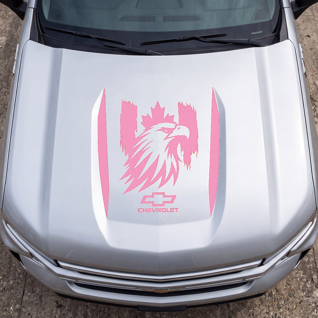 Hood Panel Decal/Sticker - Proud Canadaian Eagle Head Graphic Decal Graphic Kit - For Chevrolet Silverado 2019-2024 - Premium Vinyl