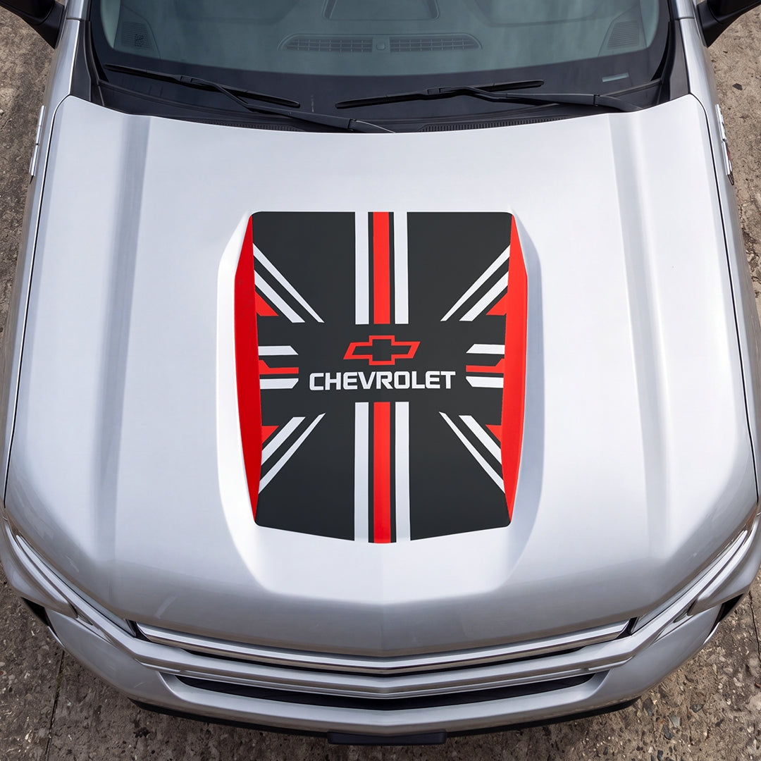 Hood Panel Decal/Sticker - United Kingdom Flag Graphic Decal Graphic Kit - For Chevrolet Silverado 2019-2024 - Premium Vinyl