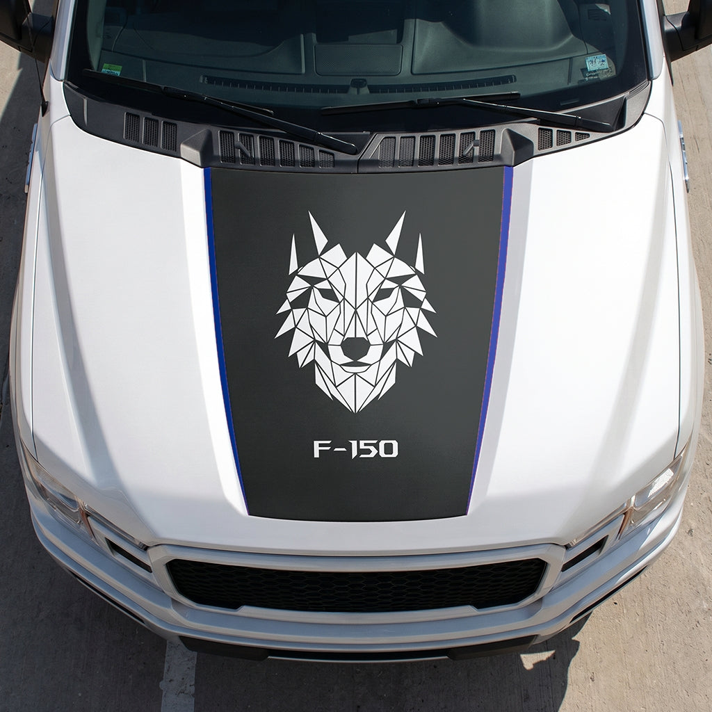 Hood Panel Decal/Sticker - Wolf Head Graphic Decal Graphic Kit - For Ford F-150 2015-2020 - Premium Vinyl