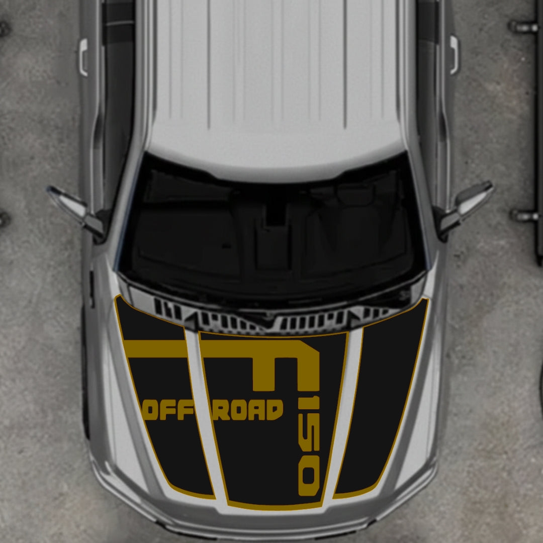 Hood Panel Decal/Sticker - Style 6 - Border Graphic Kit - For Ford F-150 2020-2026 - Premium Vinyl