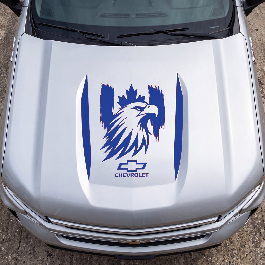 Hood Panel Decal/Sticker - Proud Canadaian Eagle Head Graphic Decal Graphic Kit - For Chevrolet Silverado 2019-2024 - Premium Vinyl