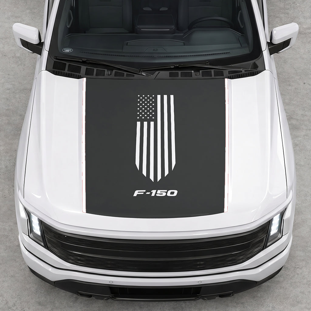 Hood Panel Decal/Sticker - America Flag Graphic Decal Graphic Kit - For Ford F-150 2015-2020 - Premium Vinyl
