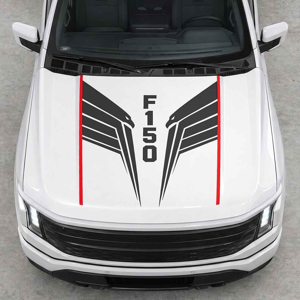 Hood Panel Decal/Sticker - Twin Eagle Wings Graphic Decal Graphic Kit - For Ford F-150 2015-2020 - Premium Vinyl