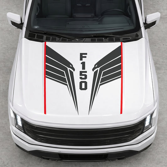 Hood Panel Decal/Sticker - Twin Eagle Wings Graphic Decal Graphic Kit - For Ford F-150 2015-2020 - Premium Vinyl