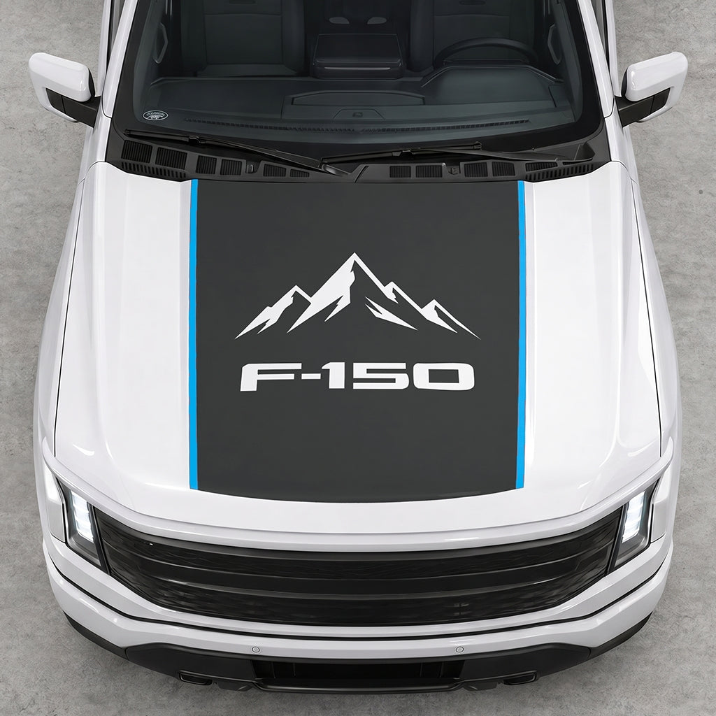 Hood Panel Decal/Sticker - Mountain Graphic Decal Graphic Kit - For Ford F-150 2015-2020 - Premium Vinyl