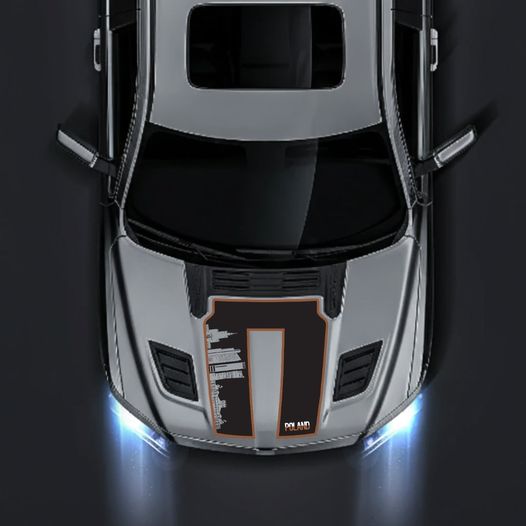 Performance Hood Panel Decal/Sticker - Poland Skyline - Cut - Border Graphic Kit - For Dodge RAM 1500 2019-2025 - Premium Vinyl