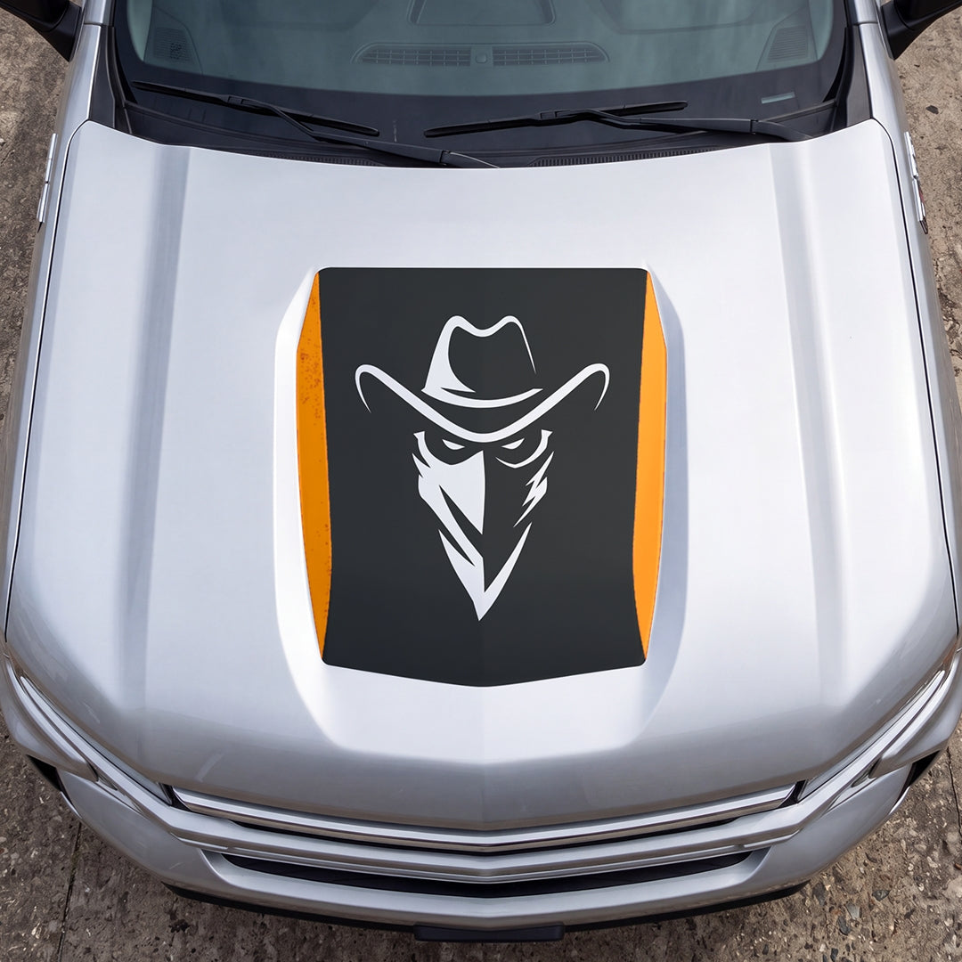 Hood Panel Decal/Sticker - Cowboy Bandit Graphic Decal Graphic Kit - For Chevrolet Silverado 2019-2024 - Premium Vinyl