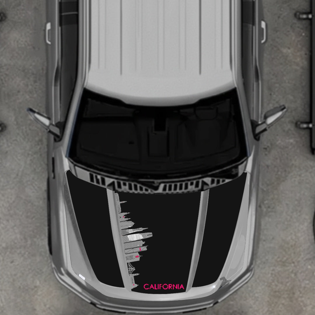 Hood Panel Decal/Sticker - California Skyline - Cut Graphic Kit - For Ford F-150 2020-2026 - Premium Vinyl
