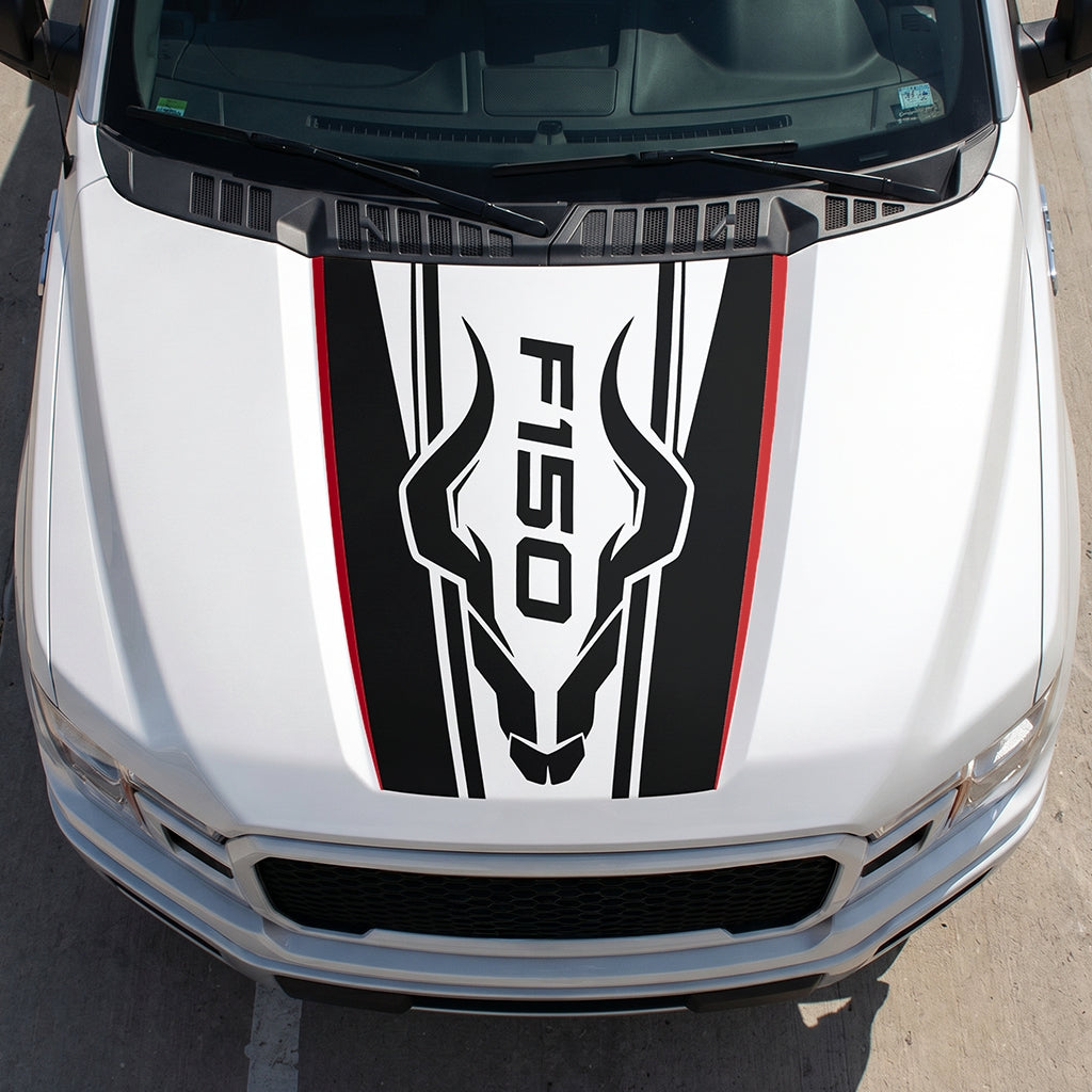 Hood Panel Decal/Sticker - Horns Graphic Decal Graphic Kit - For Ford F-150 2015-2020 - Premium Vinyl