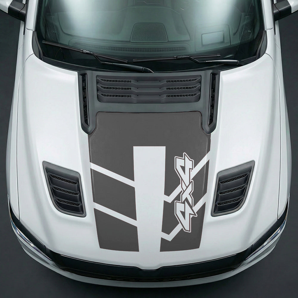 Hood Panel Decal/Sticker - Bold 4x4 Geometric Chevron Graphic Kit - For Dodge Ram 2019-2025 - Premium Vinyl