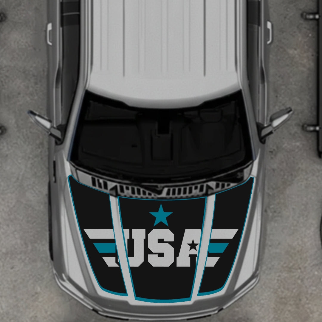 Hood Panel Decal/Sticker - USA Style 6 Graphic Kit - For Ford F-150 2020-2026 - Premium Vinyl