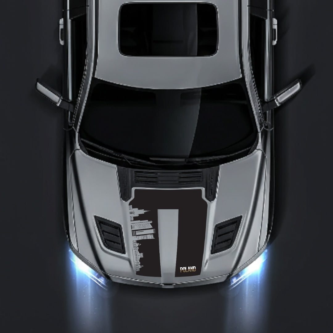 Performance Hood Panel Decal/Sticker - Poland Skyline - Cut Graphic Kit - For Dodge RAM 1500 2019-2025 - Premium Vinyl