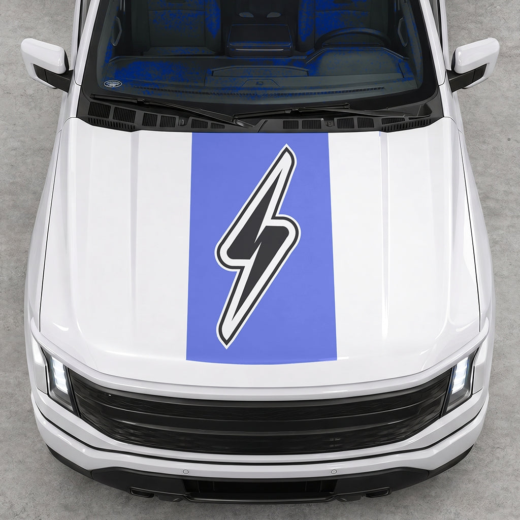 Hood Panel Decal/Sticker - Electric Solid Cut Graphic Decal Graphic Kit - For FORD F-150 2015-2020 - Premium Vinyl