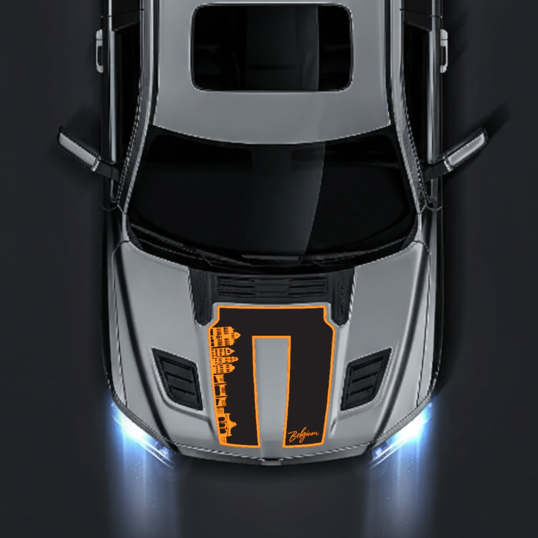 Hood Panel Decal/Sticker - Belgium Skyline - Border Graphic Kit - For Dodge RAM 1500 2019-2025 - Premium Vinyl