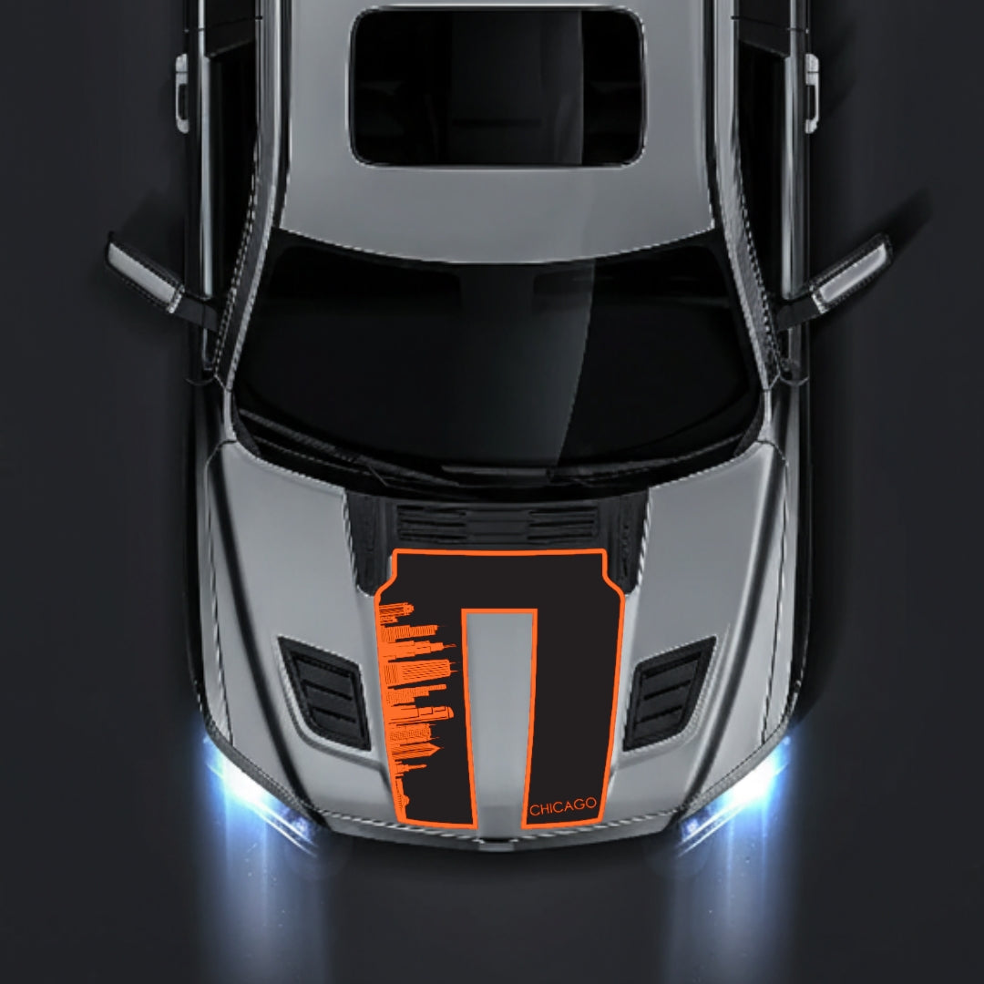 Hood Panel Decal/Sticker - Chicago Skyline - Border Graphic Kit - For Dodge RAM 1500 2019-2025 - Premium Vinyl