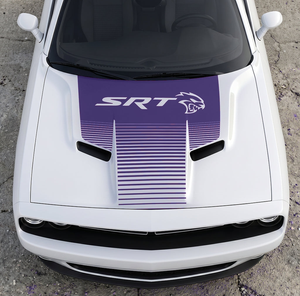 Hood Panel Decal/Sticker - Dodge Challenger SRT Hellcat Edition - Speed Fade Gradient Graphic Kit - For Dodge Challenger 2015-2024 - Premium Vinyl