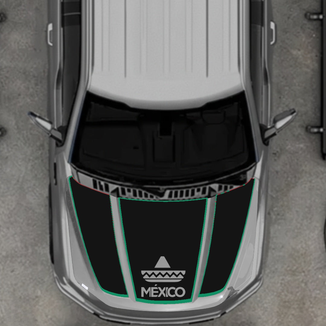 Hood Panel Decal/Sticker - Mexico - Cut - border Graphic Kit - For Ford F-150 2020-2026 - Premium Vinyl