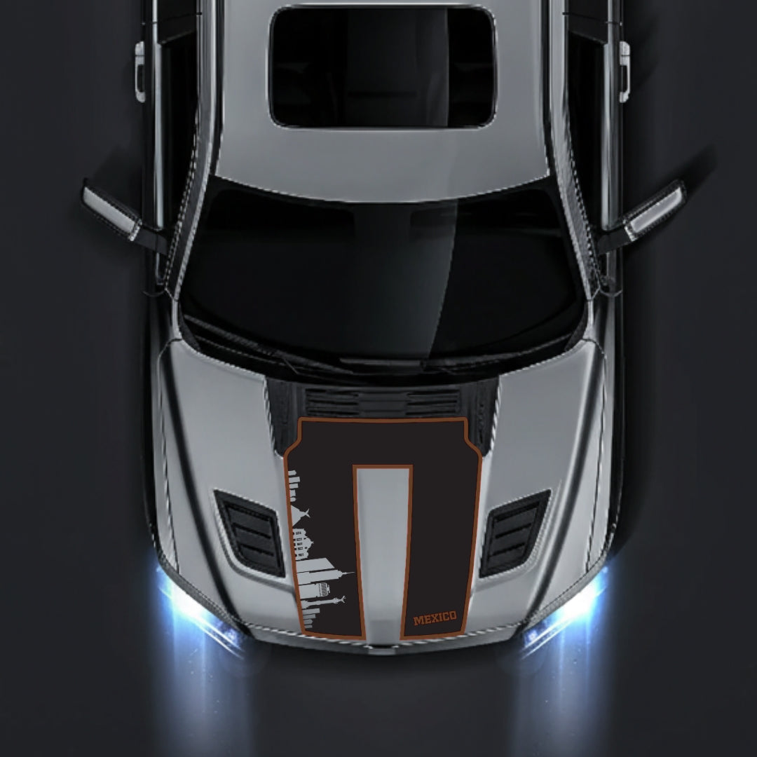 Hood Panel Decal/Sticker - Mexico Skyline - Cut - Border Graphic Kit - For Dodge RAM 1500 2019-2025 - Premium Vinyl