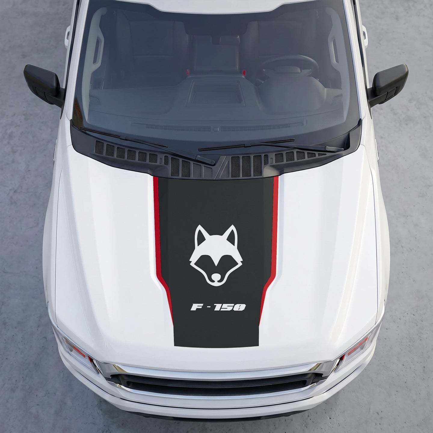 Hood Panel Decal/Sticker - Coyote Wolf Head Hood Decal Wrap – Matte Black Hood Accent Graphic Vinyl Sticker Graphic Kit - For Ford F-150 F150 2015-2020 - Premium Vinyl