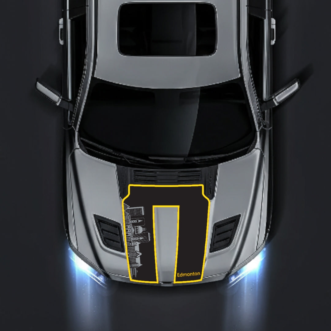 Hood Panel Decal/Sticker - Edmonton Skyline - Cut - Border Graphic Kit - For Dodge RAM 1500 2019-2025 - Premium Vinyl