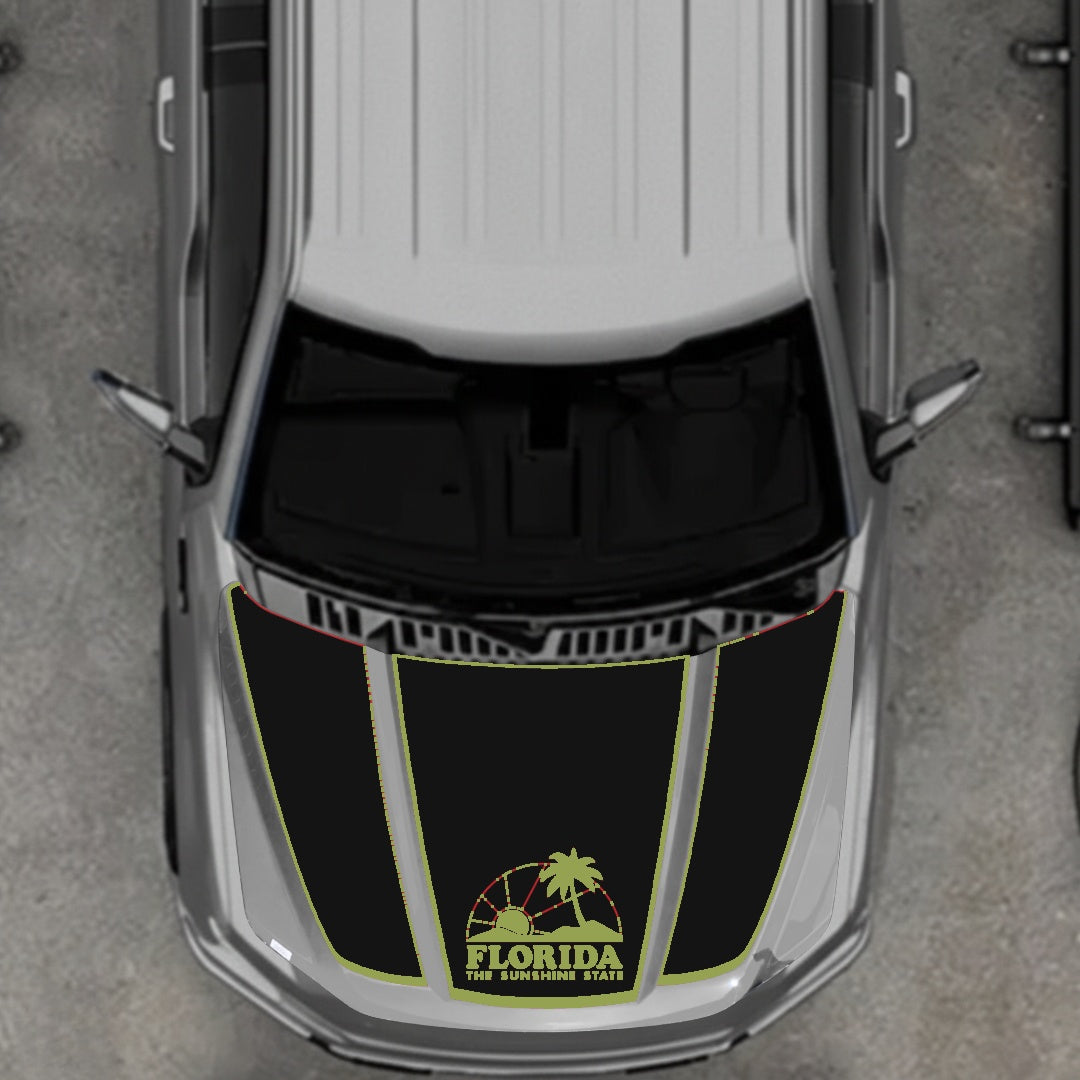 Hood Panel Decal/Sticker - Flordia - Border Graphic Kit - For Ford F-150 2020-2026 - Premium Vinyl
