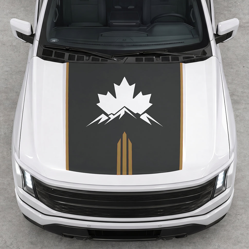 Hood Panel Decal/Sticker - Maple and Mountain Graphic Decal Graphic Kit - For Ford F-150 2015-2020 - Premium Vinyl