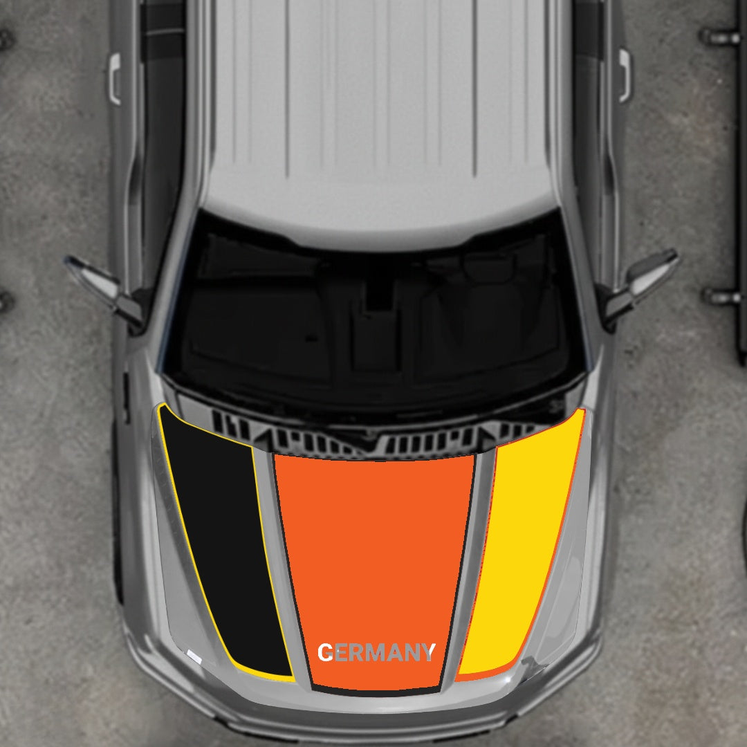 Hood Panel Decal/Sticker - Germany Flag Parts - Border Graphic Kit - For Ford F-150 2020-2026 - Premium Vinyl
