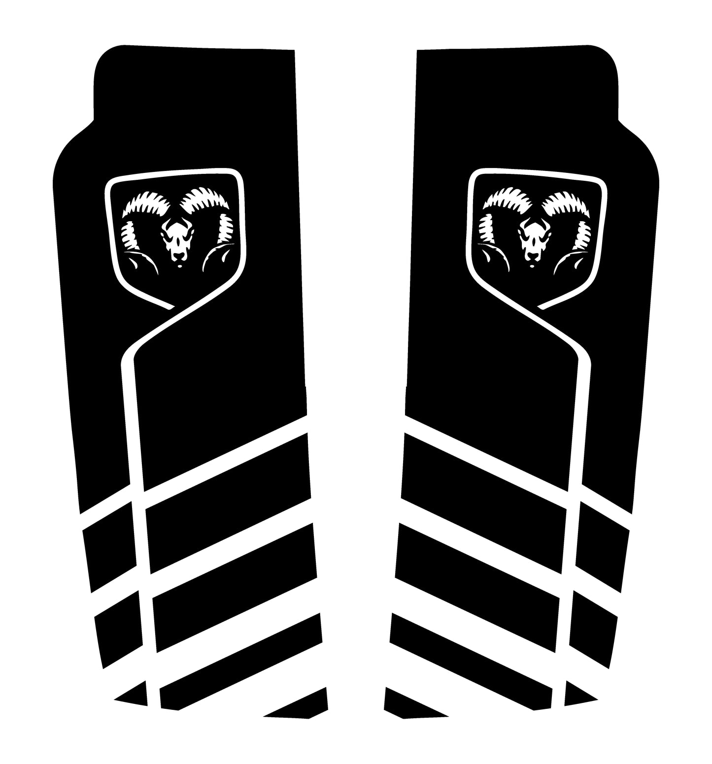 Hood Panel Decal/Sticker - Slotted Sport Stripe with RAM Shield Badge Graphic Kit - For Dodge Ram 2019-2025 - Premium Vinyl