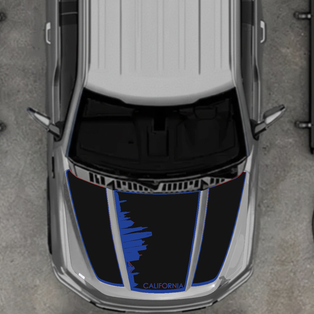 Hood Panel Decal/Sticker - California Skyline - Border Graphic Kit - For Ford F-150 2020-2026 - Premium Vinyl