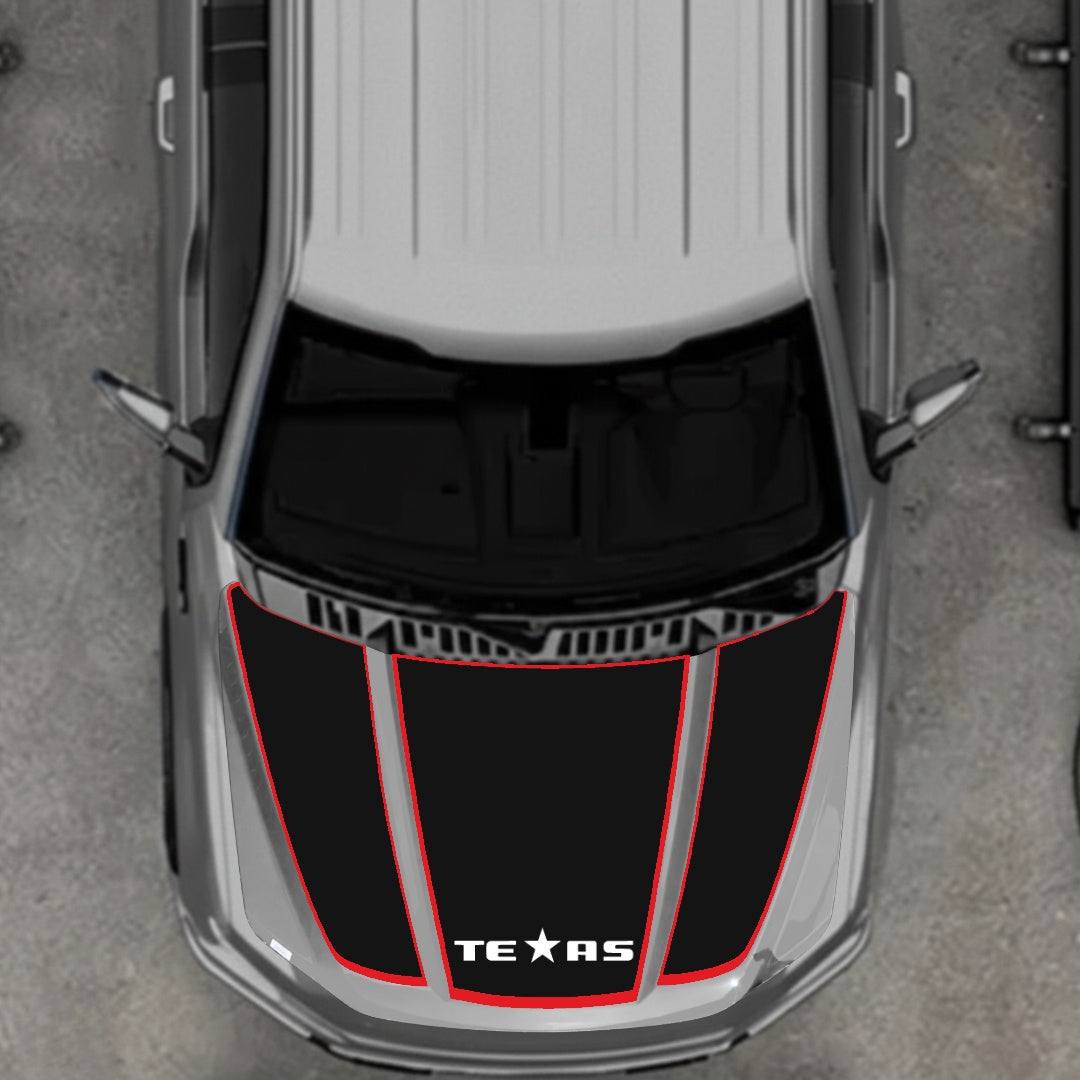 Hood Panel Decal/Sticker - Texas - Cut - Border Graphic Kit - For Ford F-150 2020-2026 - Premium Vinyl