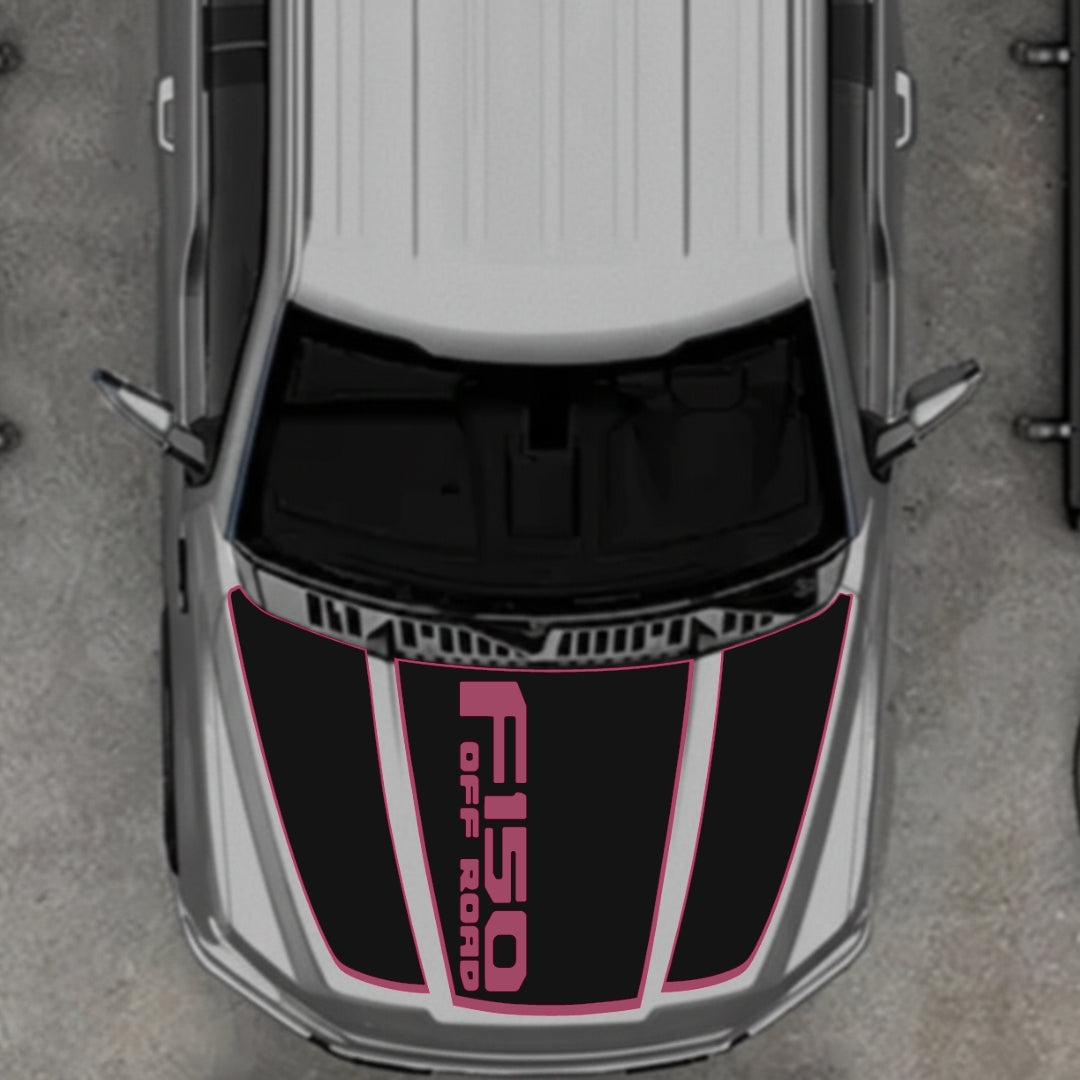 Hood Panel Decal/Sticker - Style 2 - Border Graphic Kit - For Ford F-150 2020-2026 - Premium Vinyl