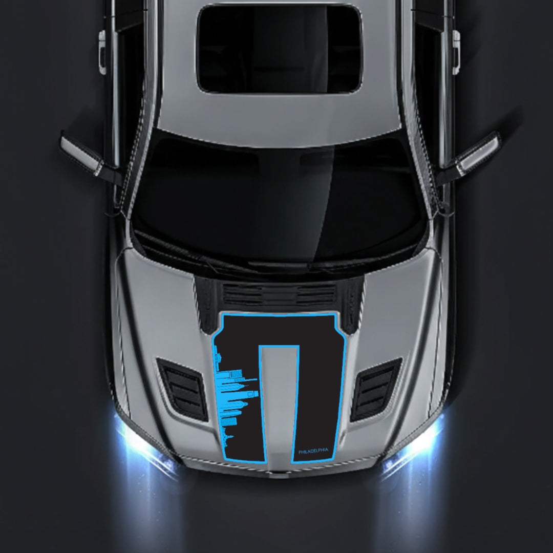 Hood Panel Decal/Sticker - Philadelphia Skyline - Border Graphic Kit - For Dodge RAM 1500 2019-2025 - Premium Vinyl