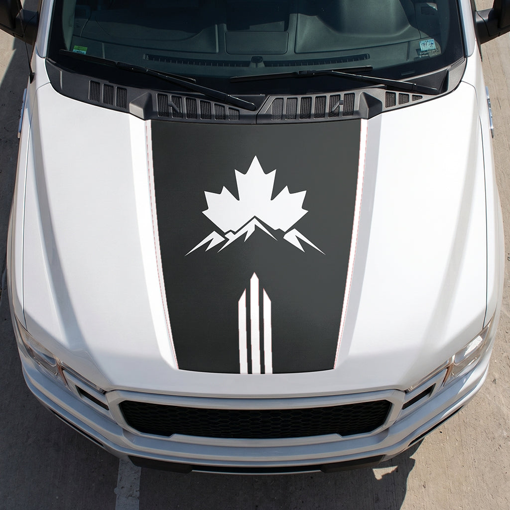 Hood Panel Decal/Sticker - Maple and Mountain Graphic Decal Graphic Kit - For Ford F-150 2015-2020 - Premium Vinyl