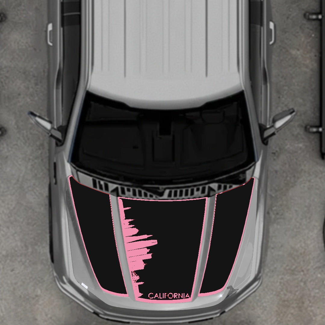 Hood Panel Decal/Sticker - California Skyline - Border Graphic Kit - For Ford F-150 2020-2026 - Premium Vinyl