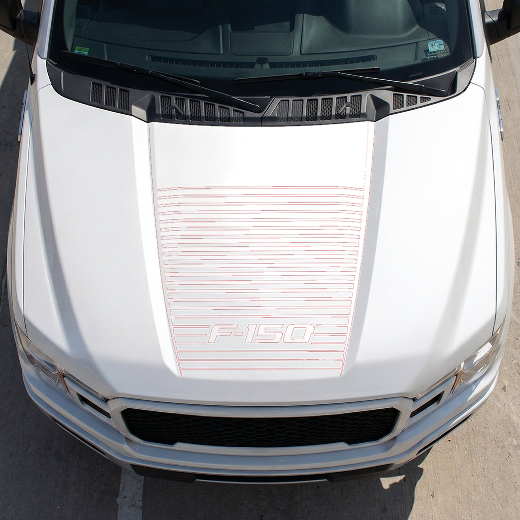 Hood Panel Decal/Sticker - Waves Graphic Decal Graphic Kit - For Ford F-150 2015-2020 - Premium Vinyl