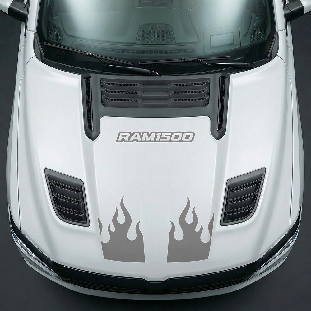 Hood Panel Decal/Sticker - RAM 1500 Flaming U-Shape - Cut Graphic Kit - For Dodge Ram 2019-2025 - Premium Vinyl