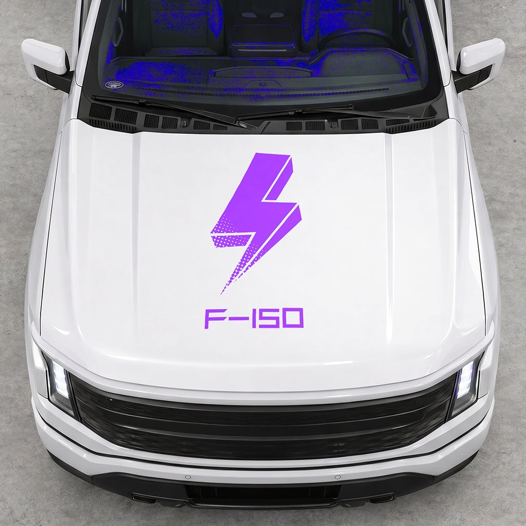 Hood Panel Decal/Sticker - Cut Bold Electric Graphic Decal Graphic Kit - For FORD F-150 2015-2020 - Premium Vinyl