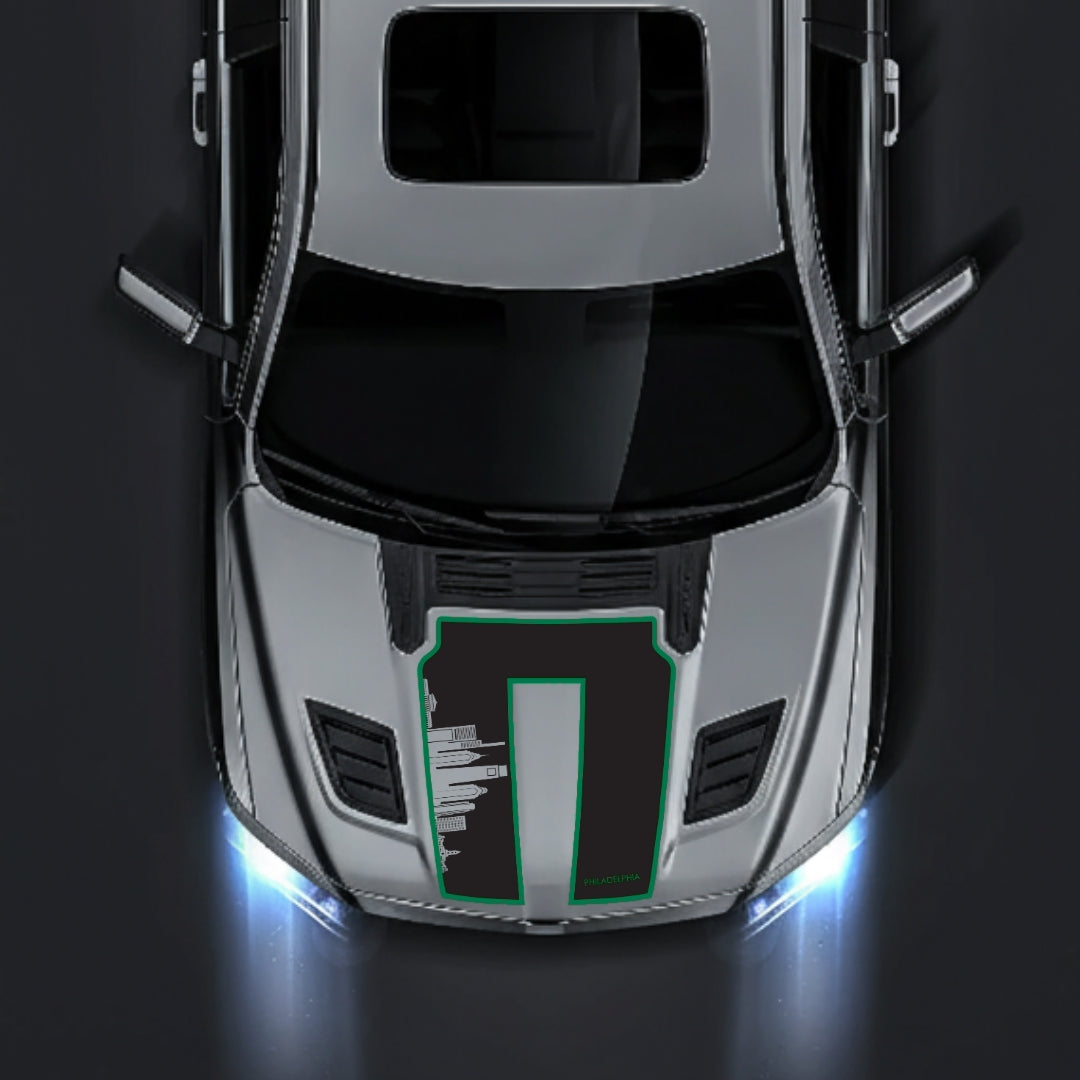Performance Hood Panel Decal/Sticker - Philadelphia Skyline - Cut - Border Graphic Kit - For Dodge RAM 1500 2019-2025 - Premium Vinyl