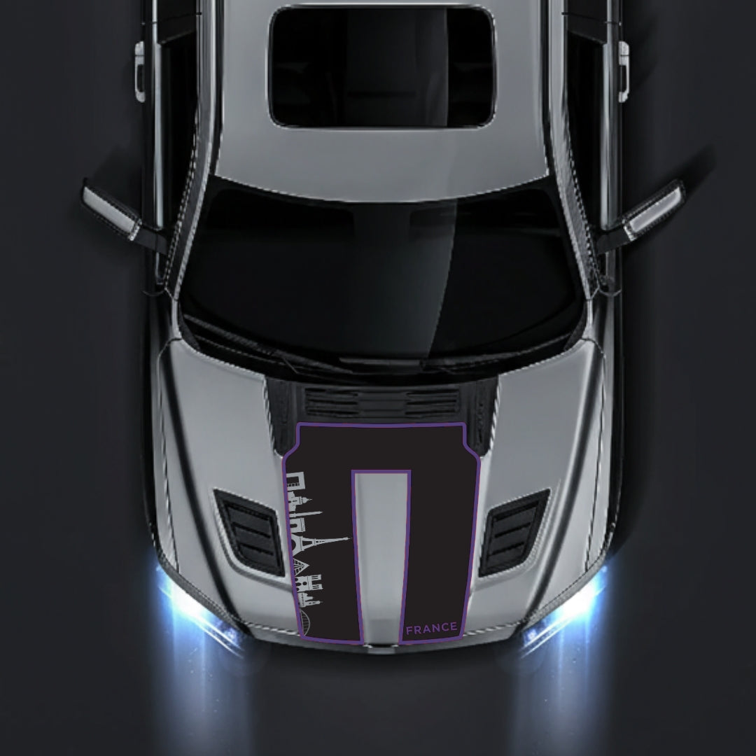 Hood Panel Decal/Sticker - France Skyline - Cut - Border Graphic Kit - For Dodge RAM 1500 2019-2025 - Premium Vinyl