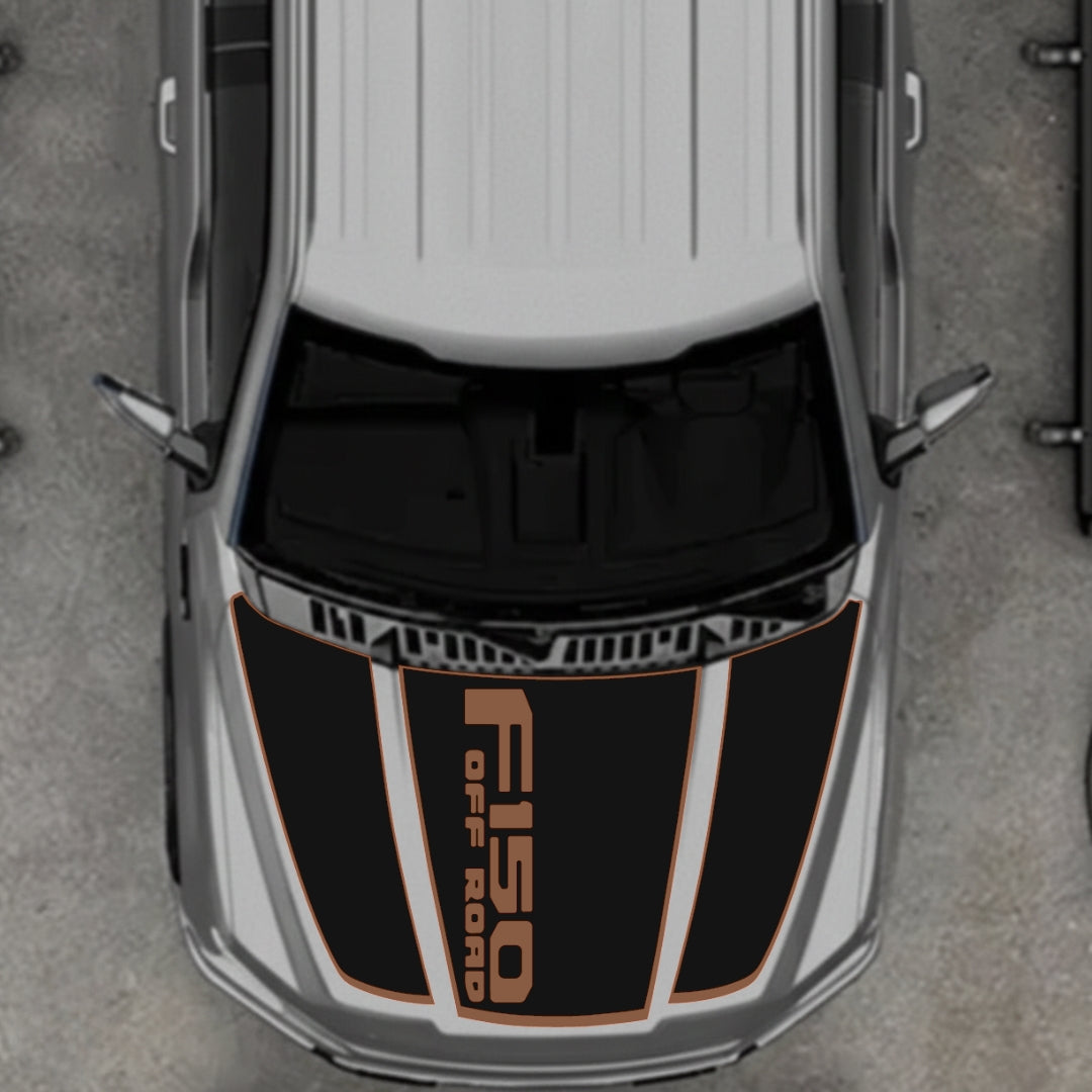 Hood Panel Decal/Sticker - Style 2 - Border Graphic Kit - For Ford F-150 2020-2026 - Premium Vinyl