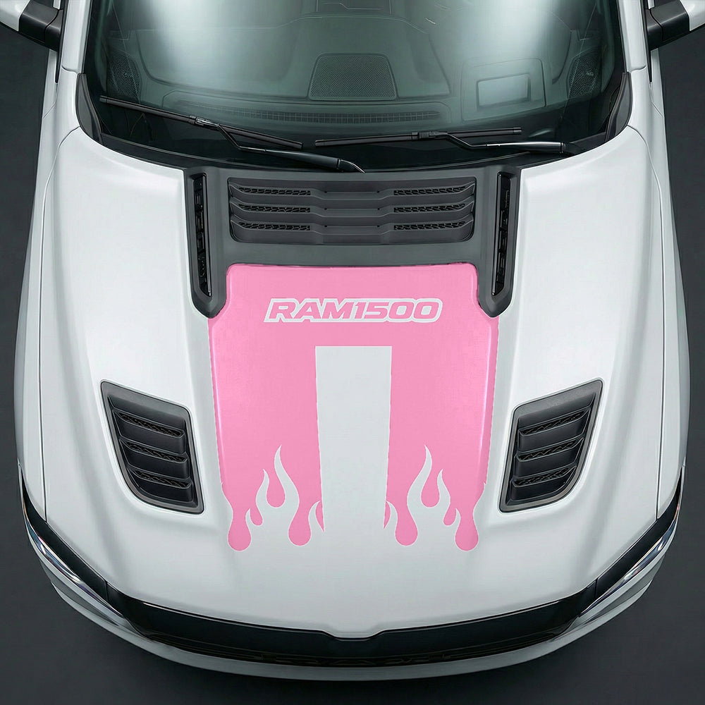 Hood Panel Decal/Sticker - RAM 1500 Flaming U-Shape Graphic Kit - For Dodge Ram 2019-2025 - Premium Vinyl