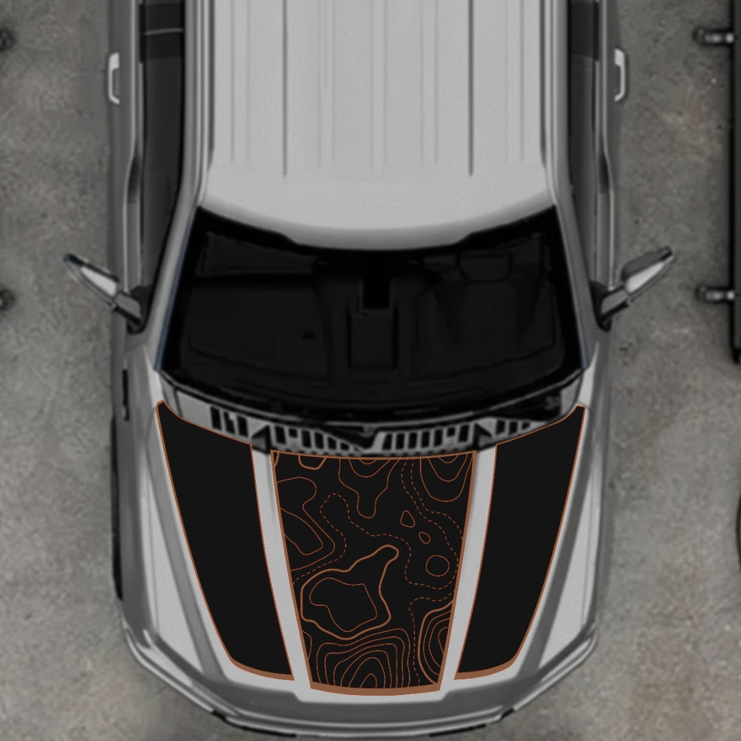 Hood Panel Decal/Sticker - Style 1 - Border Graphic Kit - For Ford F-150 2020-2026 - Premium Vinyl