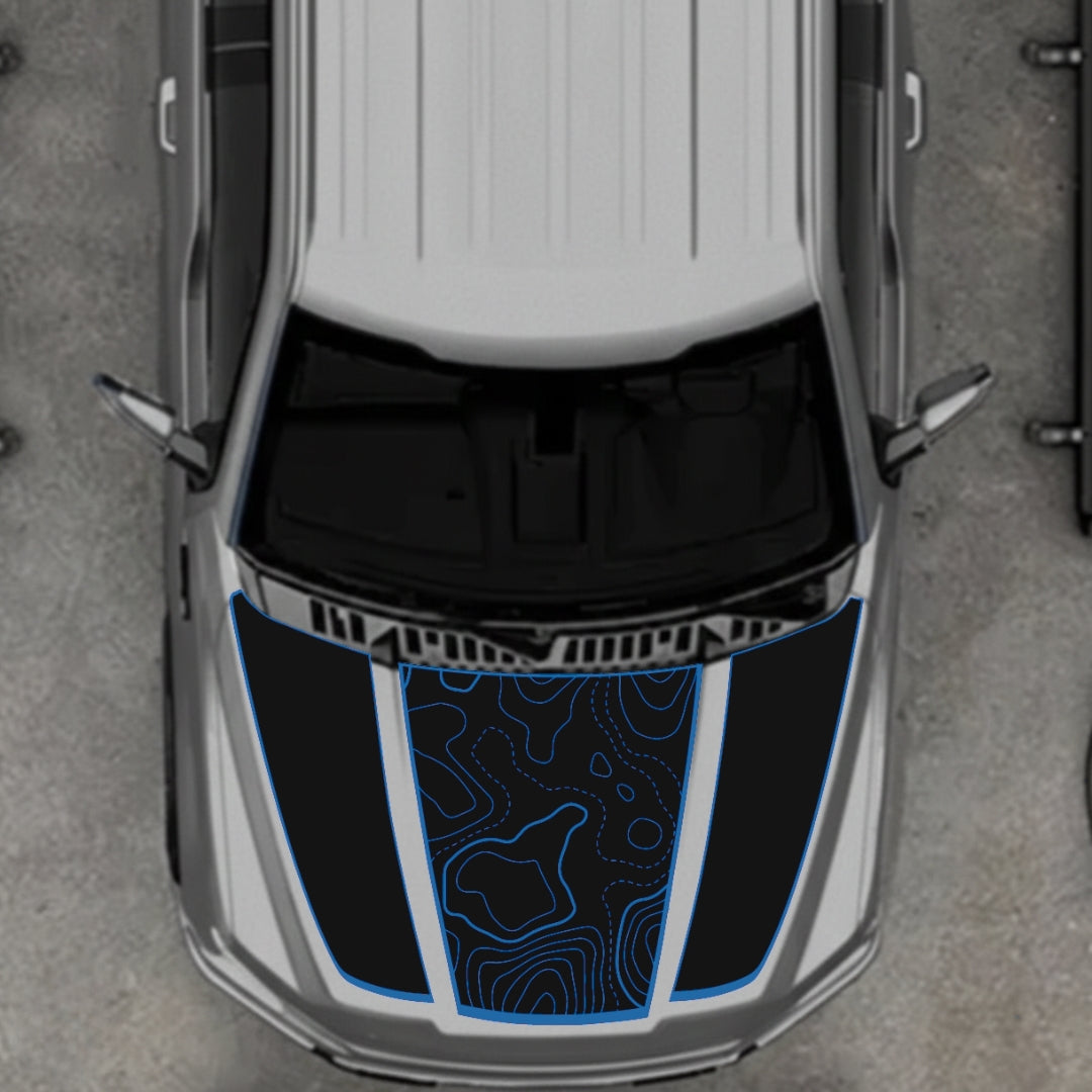 Hood Panel Decal/Sticker - Style 1 - Border Graphic Kit - For Ford F-150 2020-2026 - Premium Vinyl