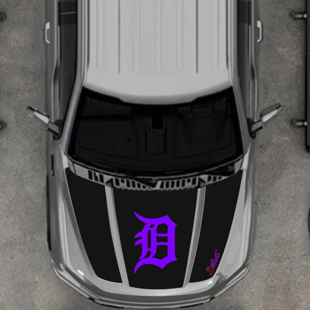 Hood Panel Decal/Sticker - Detroit intial Graphic Kit - For Ford F-150 2020-2026 - Premium Vinyl