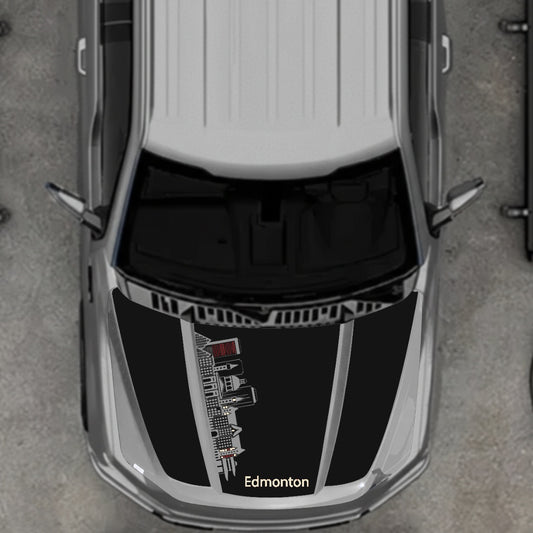 Hood Panel Decal/Sticker - Edmonton Skyline - Cut Graphic Kit - For Ford F-150 2020-2026 - Premium Vinyl