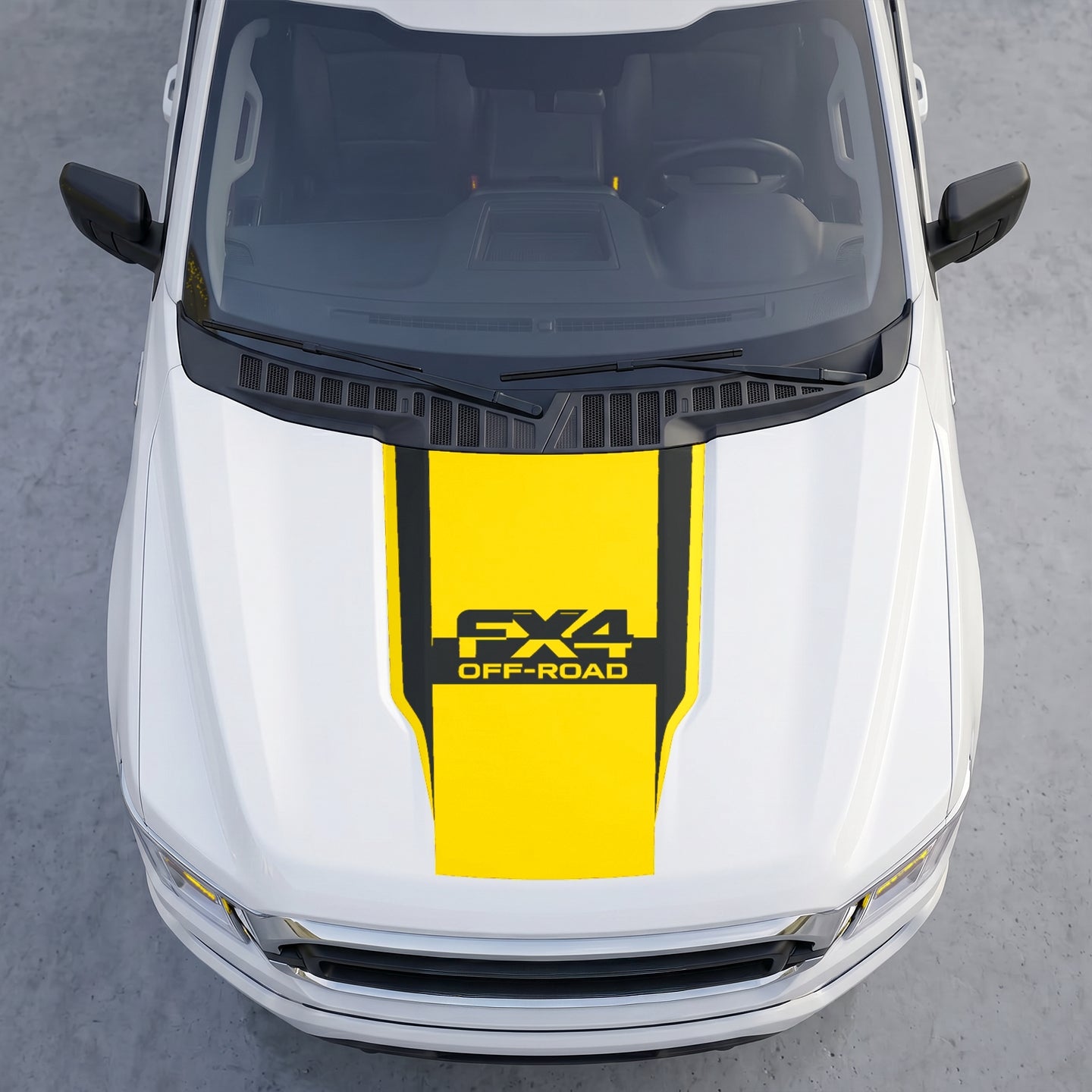 Hood Panel Decal/Sticker - FX4 Off-Road Edition Full Hood Decal Wrap – Bold  Center Accent Shield with Matte Black Track Stripes Graphic Kit - For Ford F-150 F150 2015-2020 - Premium Vinyl