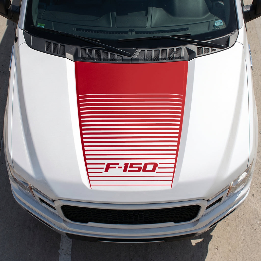 Hood Panel Decal/Sticker - Waves Graphic Decal Graphic Kit - For Ford F-150 2015-2020 - Premium Vinyl