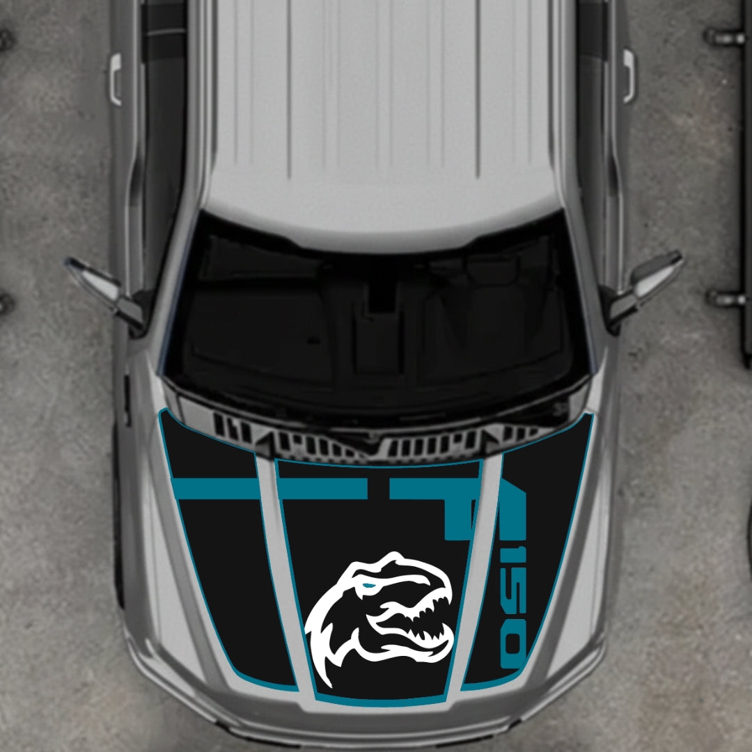 Hood Panel Decal/Sticker - Rex Style 3 - Border Graphic Kit - For Ford F-150 2020-2026 - Premium Vinyl